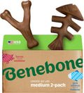 Durable Dog Chew Toy for Aggressive Chewers – Benebone medium 2-pack with bacon and jack salmon flavors.