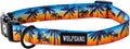 Wolfgang Heavy Duty Adjustable Dog Collar with vibrant palm tree sunset design, featuring a quick-release buckle.