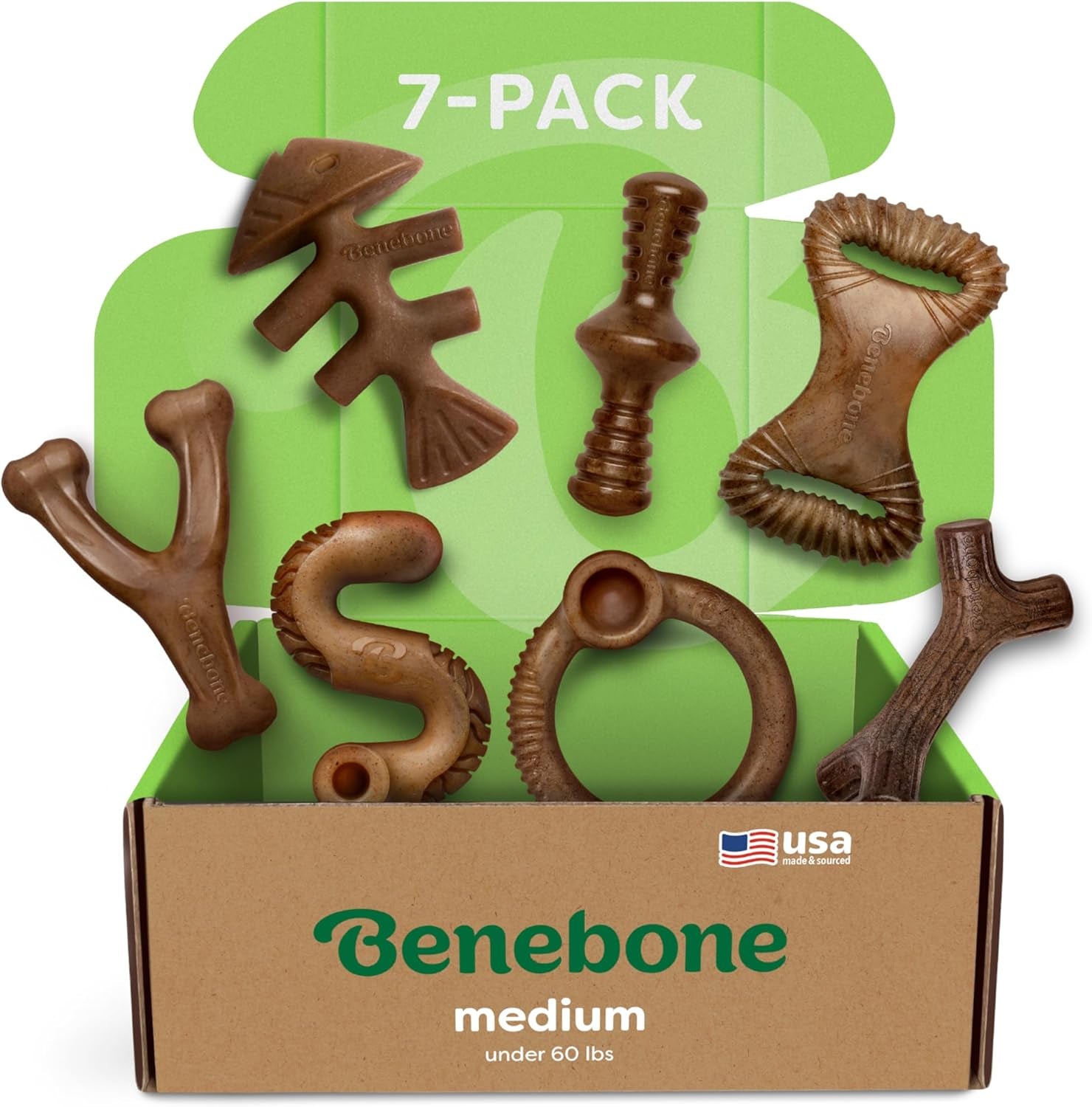 Benebone Durable Dog Chew Toy For Aggressive Chewers Bacon Flavor