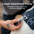 2 Leash Attachment Points on No Pull Dog Harness for Everyday Comfort with aluminum V-ring and reinforced loop.