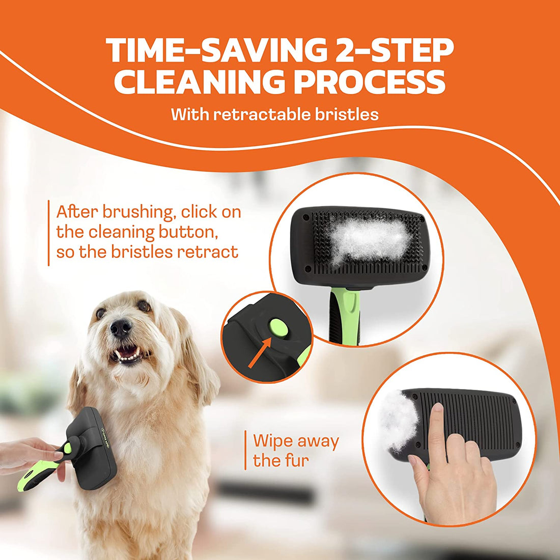 Self-Cleaning Shedding Slicker Brush for dogs