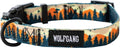 Wolfgang Heavy Duty Adjustable Dog Collar with scenic forest design and quick-release buckle.