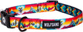 Wolfgang Heavy Duty Adjustable Dog Collar with vibrant mountain and heart pattern, designed for comfort and durability.