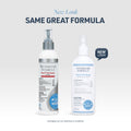 Flea and tick spray for dogs showing old and new packaging design with same veterinary formula and updated bottle look