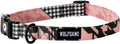 Wolfgang Heavy Duty Adjustable Dog Collar featuring a stylish pink and black design with a quick-release buckle.