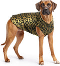 Comfortable Dog Fleece Jacket for Winter on a brown dog wearing a stylish leopard print design.