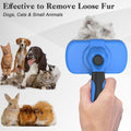 Self-cleaning slicker brush for effective removal of loose fur from dogs, cats, and small animals.