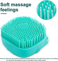 Dog bath brush with shampoo dispenser featuring soft massage bristles for a comfortable bathing experience.