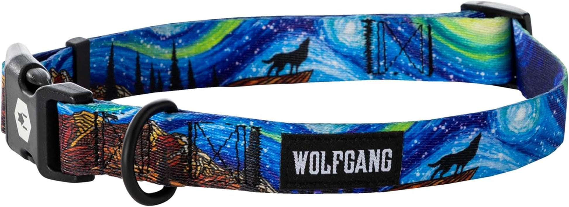 Wolfgang Heavy Duty Adjustable Dog Collar featuring colorful design and quick-release buckle for training and everyday use.