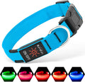 Blue LED dog collar with adjustable buckle durable strap and multiple light modes for nighttime visibility