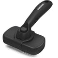 Self-cleaning slicker brush for dogs and cats, perfect for removing loose fur and dirt.