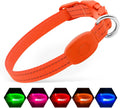 Blood Orange XS LED dog collar with control button adjustable strap and multiple light color modes for night safety
