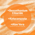 Antiseptic antifungal shampoo for dogs and cats ingredients include Benzethonium Chloride, Ketoconazole, and Aloe Vera.
