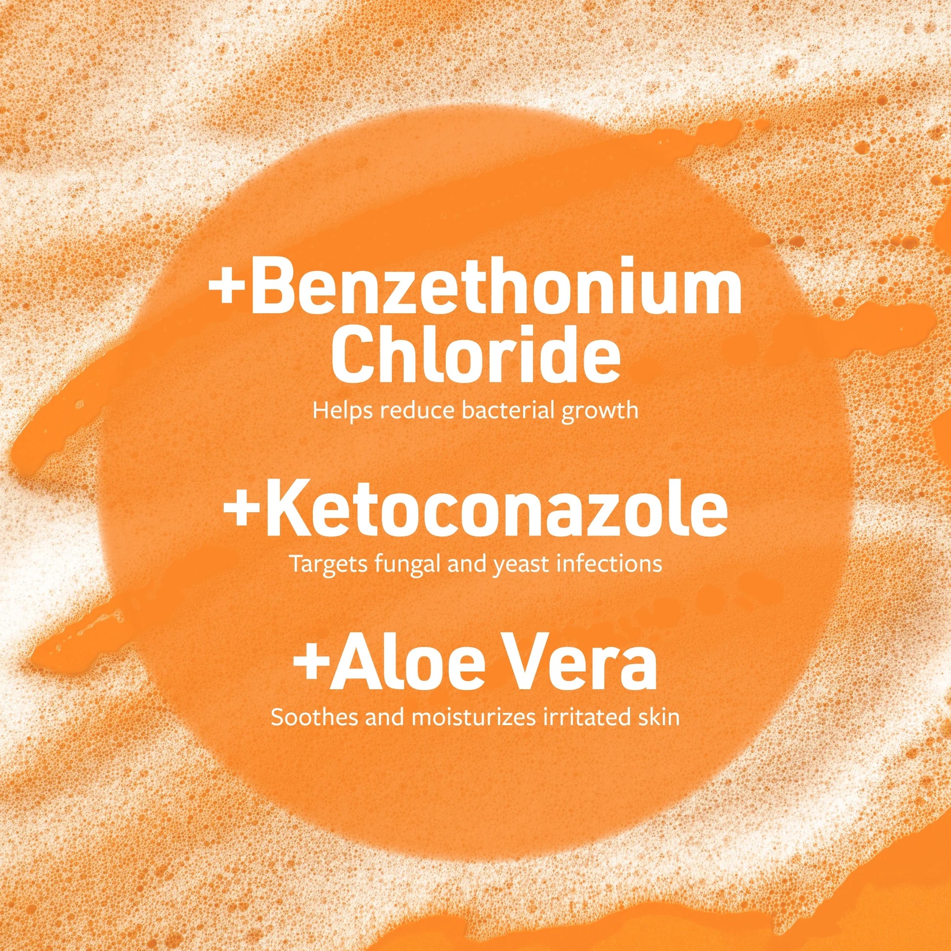 Antiseptic antifungal shampoo for dogs and cats ingredients include Benzethonium Chloride, Ketoconazole, and Aloe Vera.