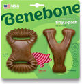 Benebone durable dog chew toy for aggressive chewers tiny dogs under 15 lbs bacon flavored wishbone 2 pack