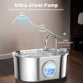 Automatic pet water dispenser featuring an ultra-silent pump for a peaceful environment and consistent hydration.