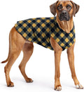 Comfortable Dog Fleece Jacket for Winter on a dog featuring a stylish plaid design, perfect for cold weather.