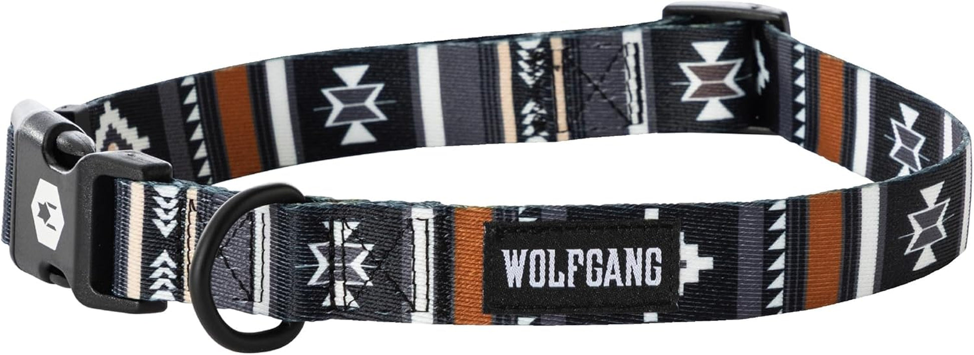Wolfgang Heavy Duty Adjustable Dog Collar featuring a stylish pattern and quick-release buckle.