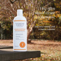 Antiseptic antifungal shampoo for dogs and cats in a scenic outdoor setting, emphasizing usage guidelines.