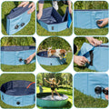Foldable dog pool setup steps and features portable pet pool drain valve durable design