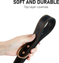 Genuine Leather Heavy Duty Dog Collar held in hand, showcasing its durability and quality construction.