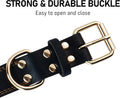 Genuine Leather Heavy Duty Dog Collar featuring a strong and durable buckle that is easy to open and close.