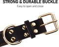Genuine Leather Heavy Duty Dog Collar featuring a strong and durable buckle for easy opening and closing.