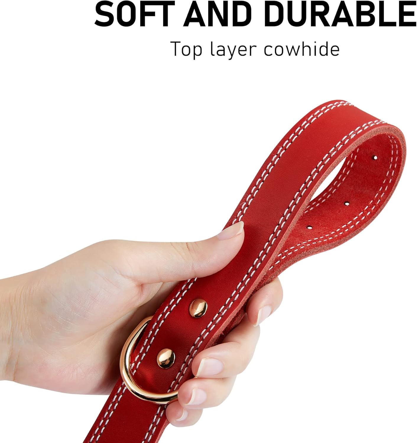 Red Dual Switch Leather Dog Collar