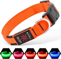 Blood Orange LED dog collar with adjustable buckle and multiple light modes for night safety and visibility