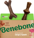 Benebone durable dog chew toy for aggressive chewers large dogs under 90 lbs bacon and maple wood flavored 2 pack