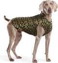 Comfortable Dog Fleece Jacket for Winter on a dog with a leopard print design.