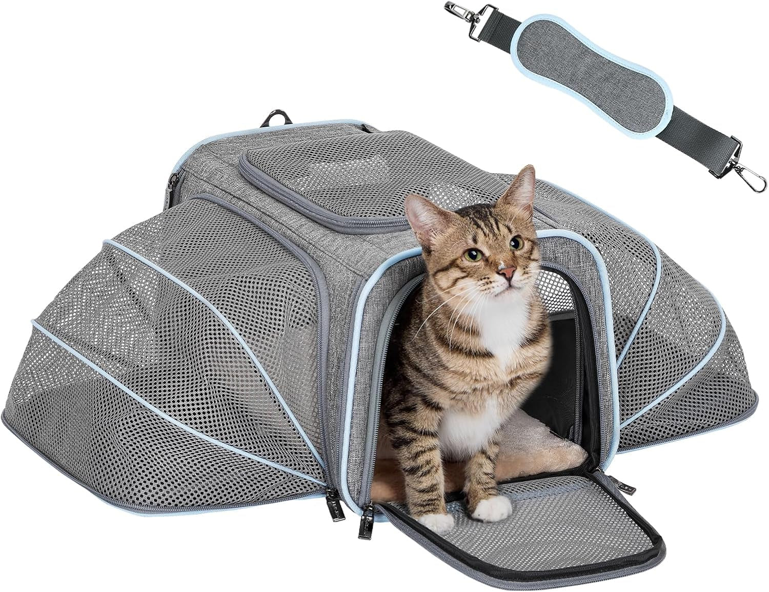 Portable Washable Pet Travel Carrier with Two Extension up to 9LB