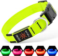 Lime Green LED dog collar with adjustable buckle and multiple light modes for night safety and visibility