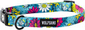 Wolfgang Heavy Duty Adjustable Dog Collar in bright floral design with quick-release buckle for small to large dogs.