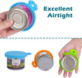 Silicone Pet Food Can Covers for Dogs and Cats in use, showing airtight seal on dog food cans.