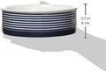 Ceramic Pet Bowl Set shown in hand, measuring 3.3 inches, features a sturdy design with navy and white stripes.