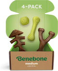 Durable Dog Chew Toy for Aggressive Chewers - Benebone 4-pack featuring various chew shapes and textures.