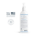 Flea and tick spray for dogs bottle with spray nozzle showing made in USA label and recyclable packaging details