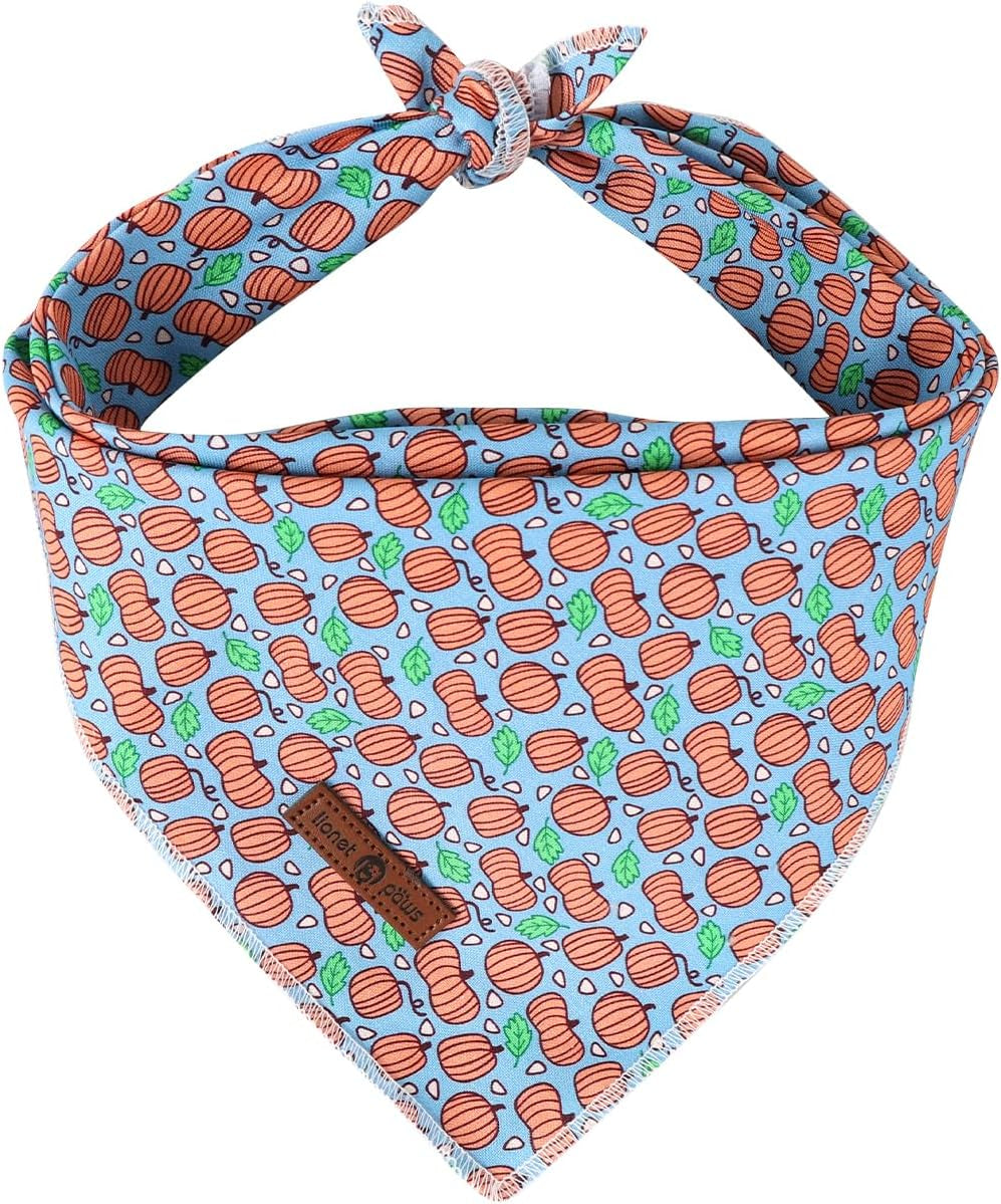 Lionet Paws Dog Bandana for Small Medium Large Dogs, Cat Kerchief Blue DOIT, Triangle Bibs Scarf for Girl or Boy