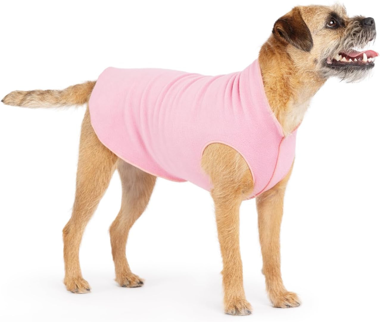 Comfortable Dog Fleece Jacket for Winter showcased on a dog wearing a pink fleece coat.