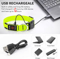 LED dog collar with USB recharging feature highlighted, showing charging process and accessories for nighttime safety.